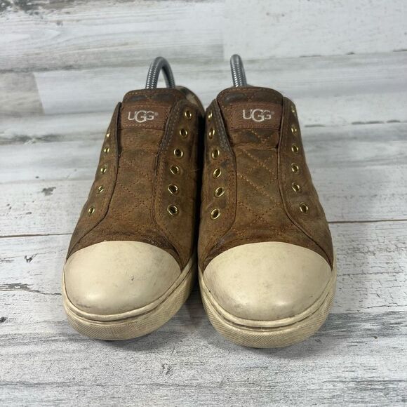 UGG Womens Jemma Quilted Suede Slip-On Cap Toe Sneaker Shoe Brown Size 9 - Picture 4 of 8
